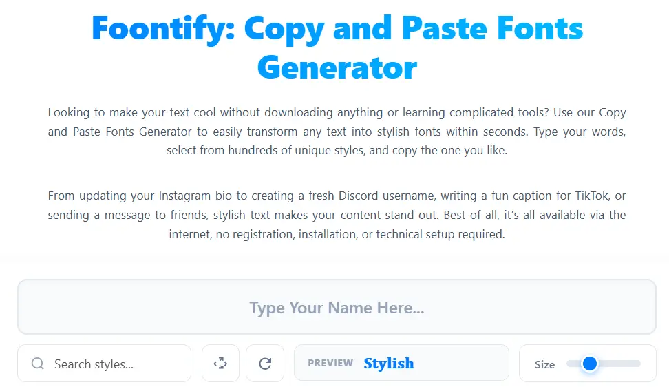 Foontify copy and paste fonts generator
